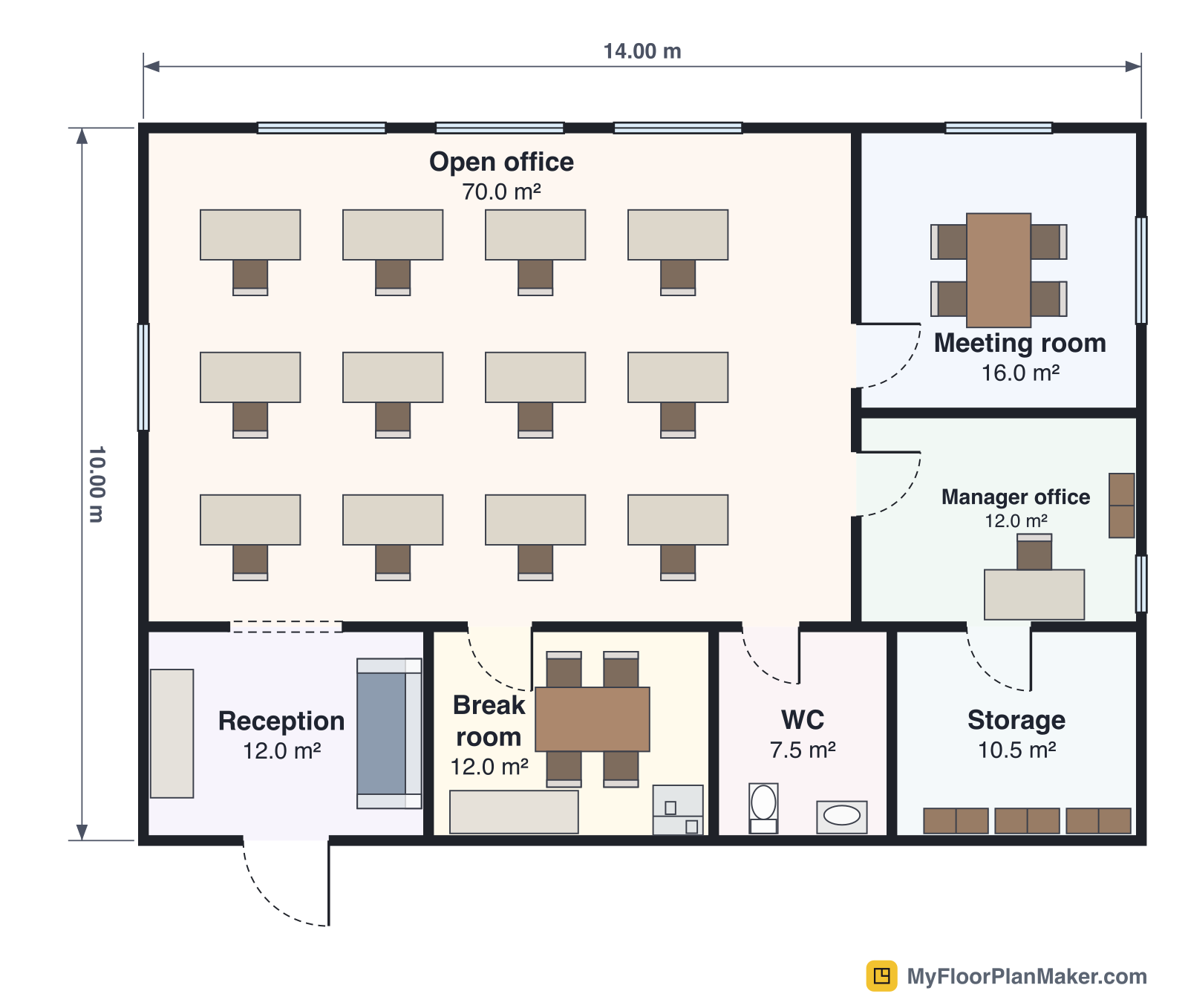 Office Floor Plan Template with Meeting Room – Free