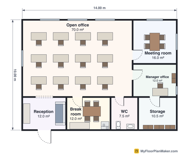 Office Floor Plan Template with Meeting Room – Free
